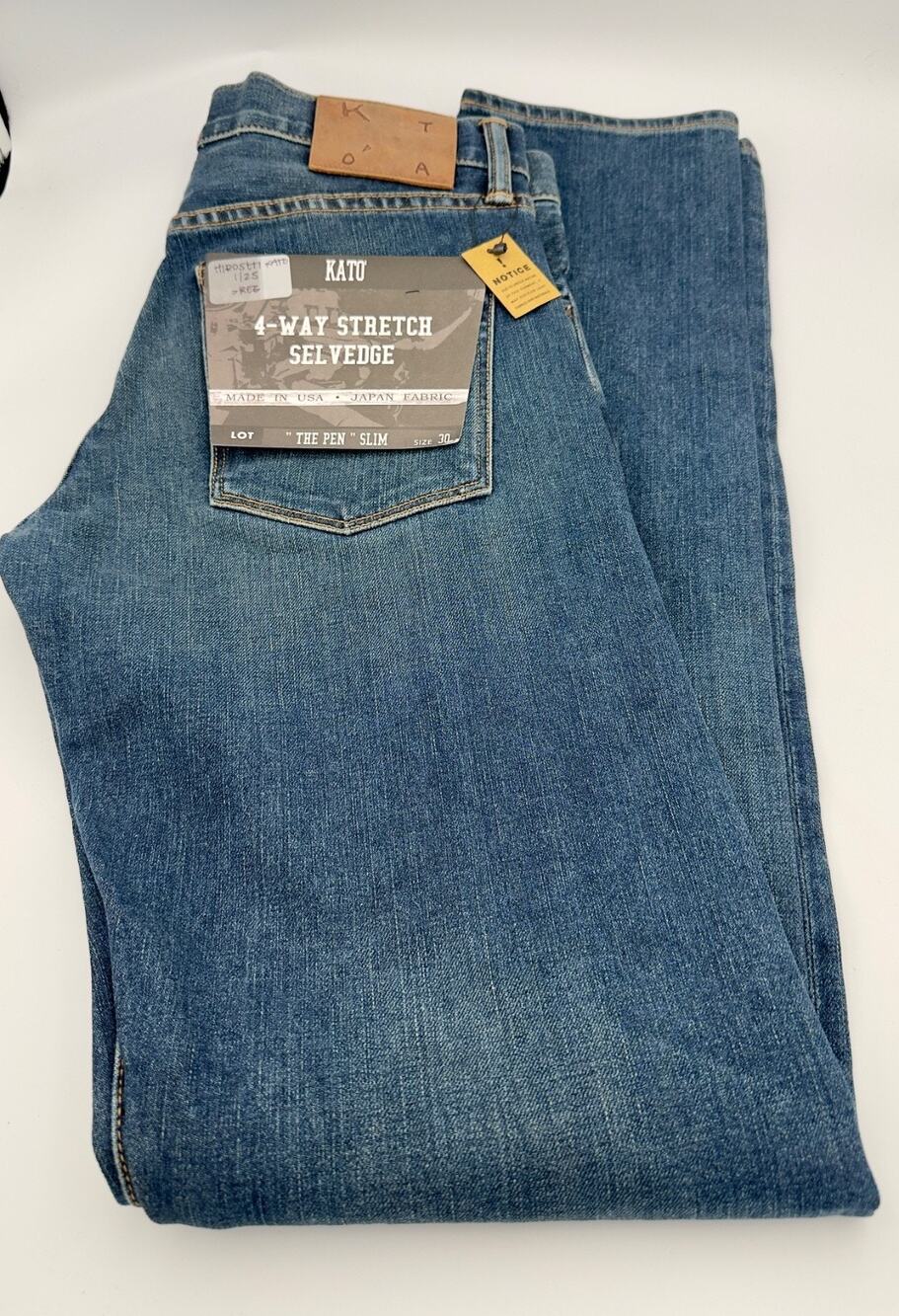 Hiroshi Kato The Pen Slim Rain Selvedge Jeans 30x34 Japanese Denim New With Tags